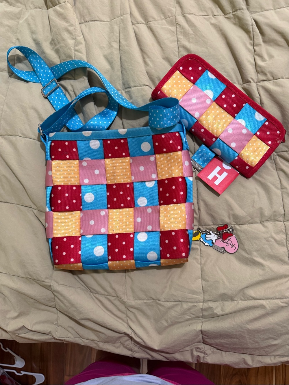 Harvey Polka Dot Patchwork Disney Crossbody Bag and Wallet - Multicolor